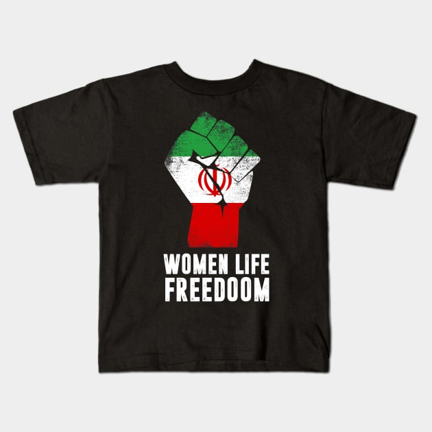 Free Iran Women life freedom stand with Persian women,Iran Kids T-Shirt by hadlamcom
